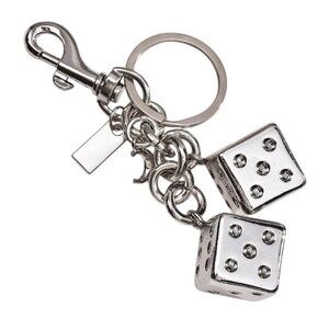 •Luck Meets Luck• Metallic Silver Dice Game Bag Charm